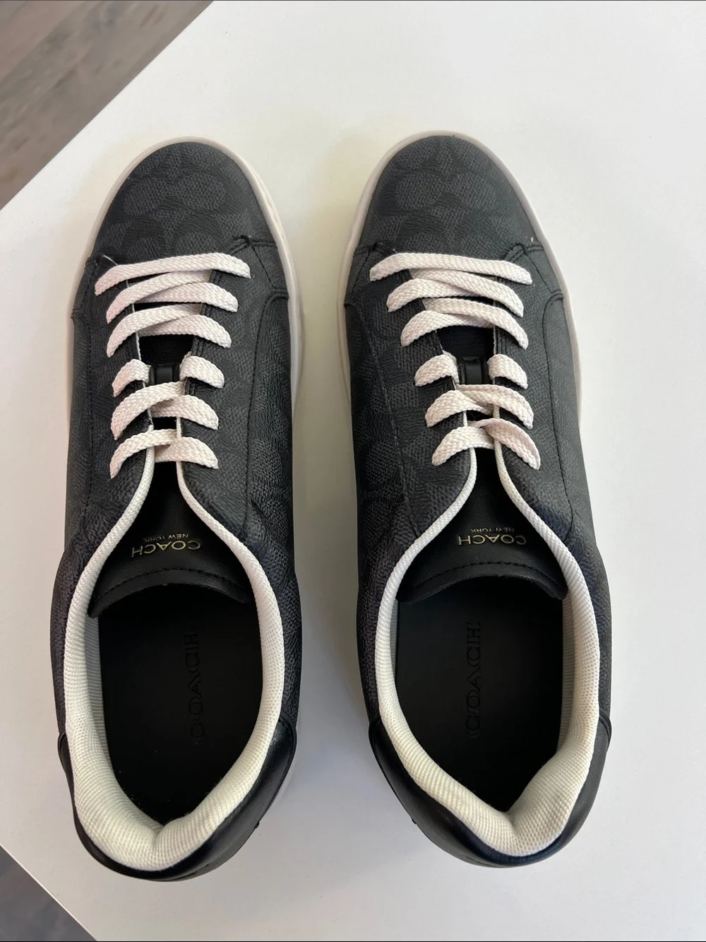 Coach high line signature C logo print charcoal black lace up sneakers 11